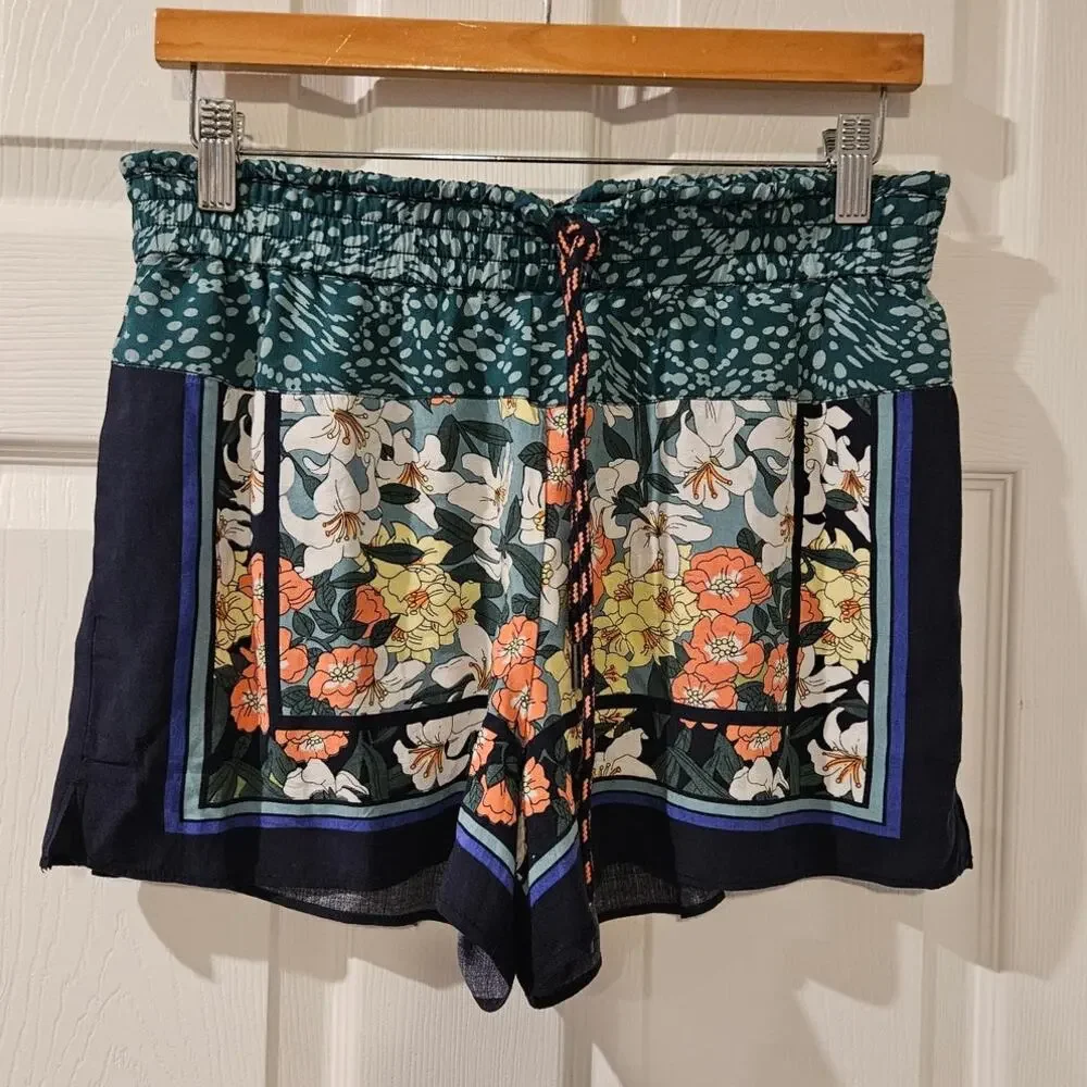 Anthropologie Hei Hei‎ Floral Rayon Shorts Small Boho Summer Drawstring Pocket